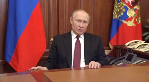 Vladimir Poutine dans la vidéo datée du 24 février 2022