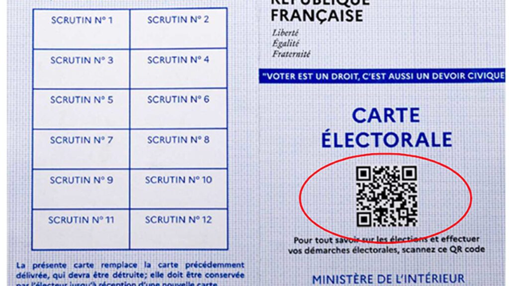 La carte électorale 2022 contient un QR code qui renvoie vers un site officiel. // Source : Ministère de l'intérieur