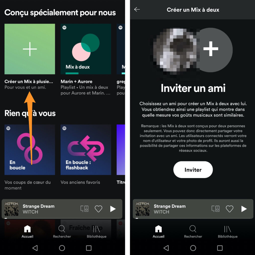 Sur la page d'accueil de Spotify, cherchez le hub « conçu pour vous » // Source : Capture d'écran Numerama