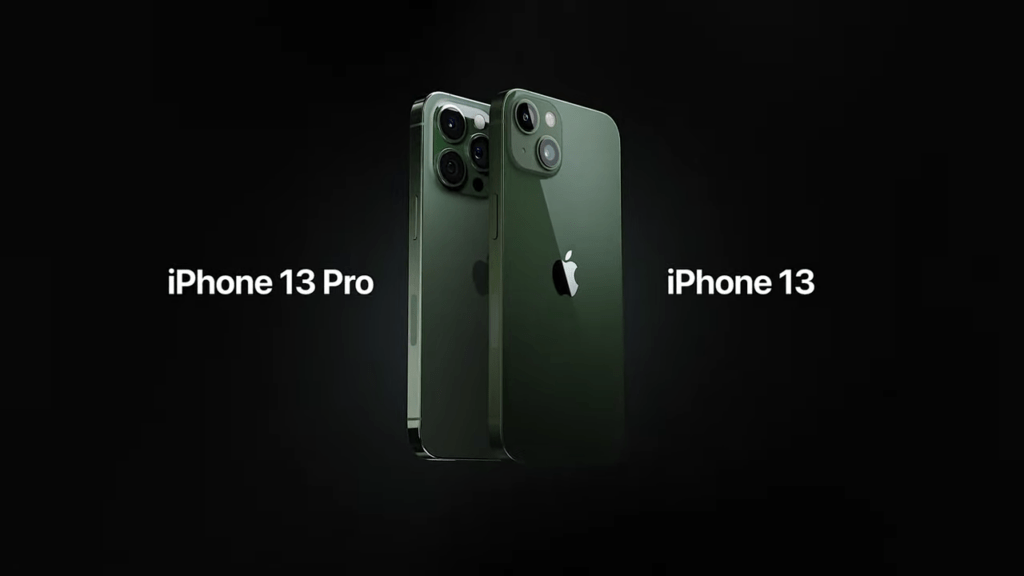 L'iPhone 13 et 13 Pro en vert // Source : Apple