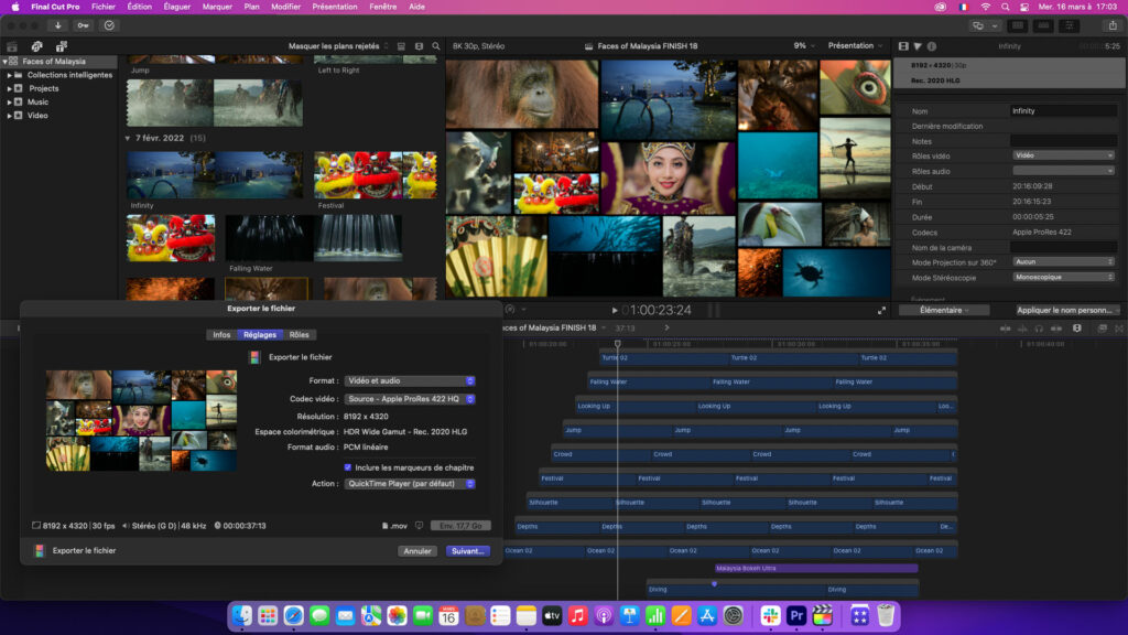 Nous avons supperposé 54 flux 8K dans Final Cut Pro. // Source : Numerama