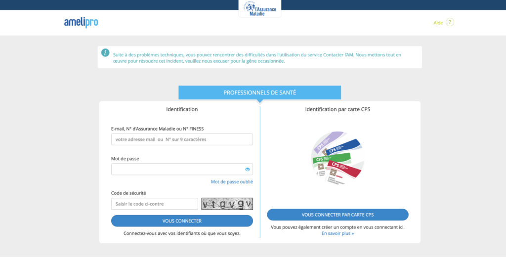 Le portail Amelipro permet de s'identifier avec son adresse mail, ce qui a sans doute permis aux hackers d'obtenir des données. // Source : Capture Numerama