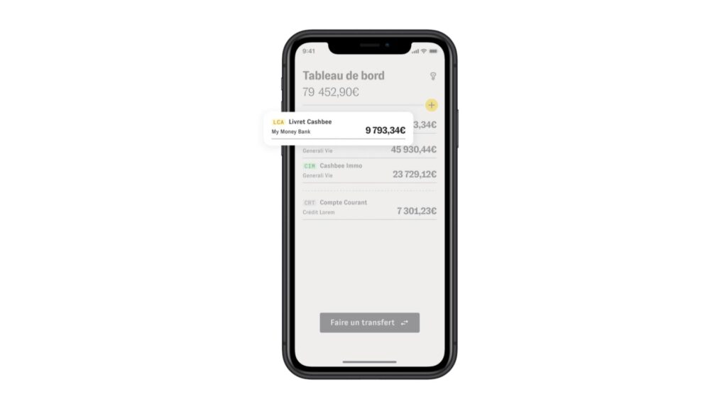 L'application Cashbee peut aussi agréger tous vos comptes bancaires  // Source : Cashbee