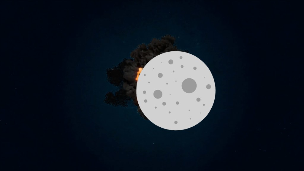 Impact du débris sur la Lune, illustration. // Source : Nino Barbey pour Numerama