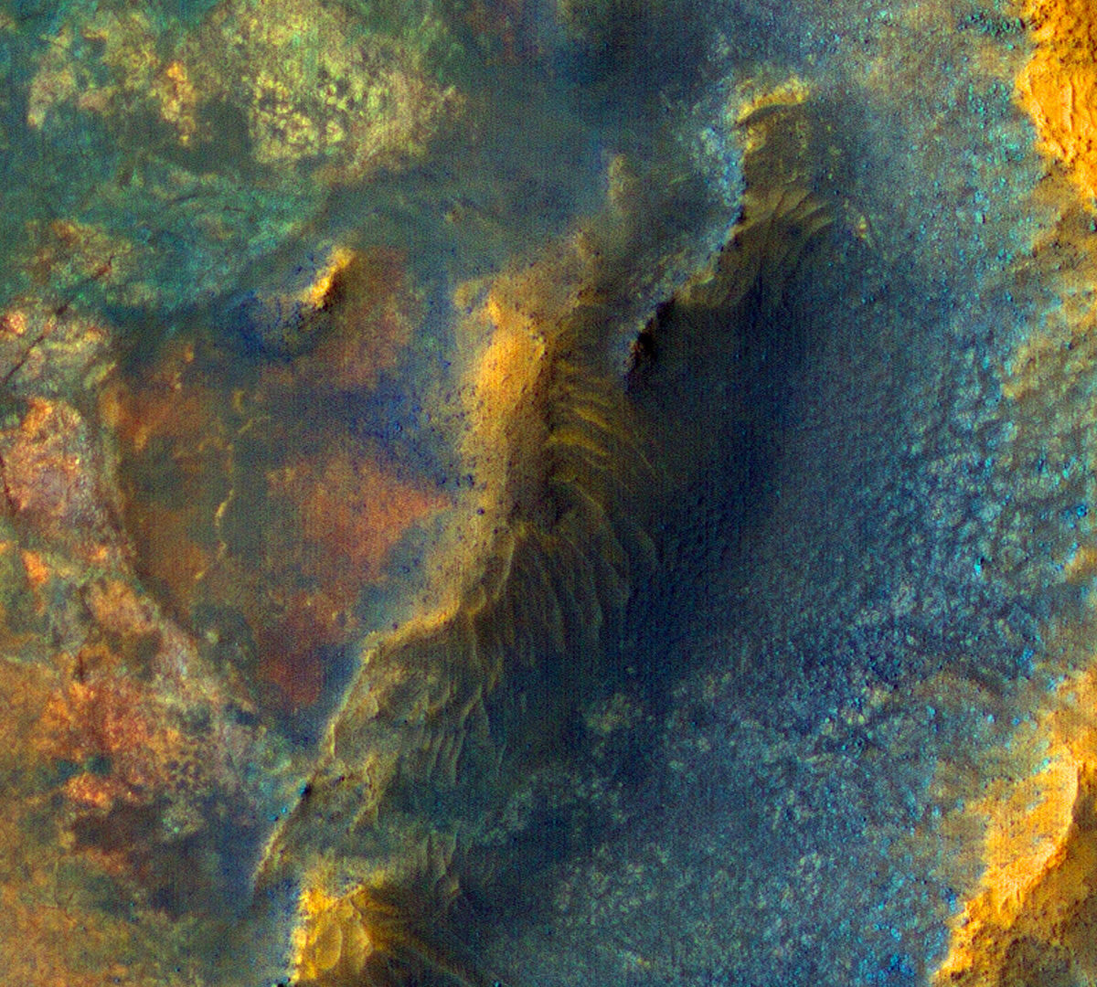 Le possible site d'atterrissage. // Source : NASA/JPL/UArizona (recadré)