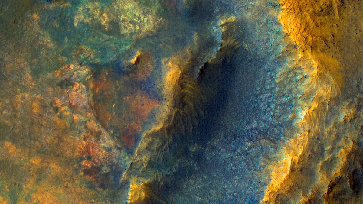 Le possible site d'atterrissage. // Source : NASA/JPL/UArizona (recadré)