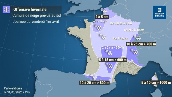 Carte élaborée par Météo France. // Source : Via Twitter @VigiMeteoFrance