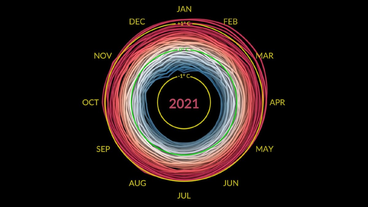 Modélisation du réchauffement de la planète. // Source : Ed Hawkins