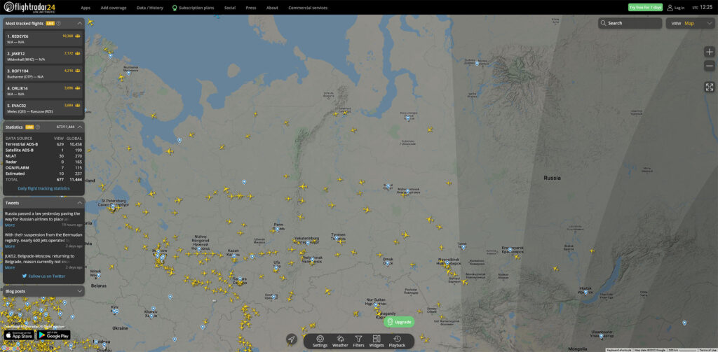 Russie FlightRadar24