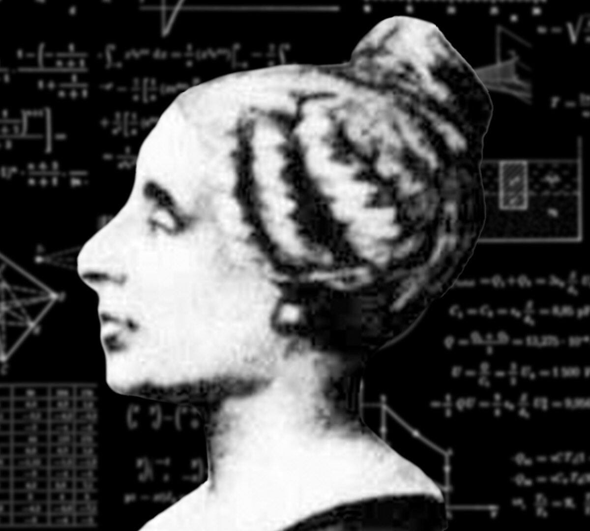 Portrait de Sophie Germain // Source : Fond Unsplash / Montage Numerama-Nino Barbey