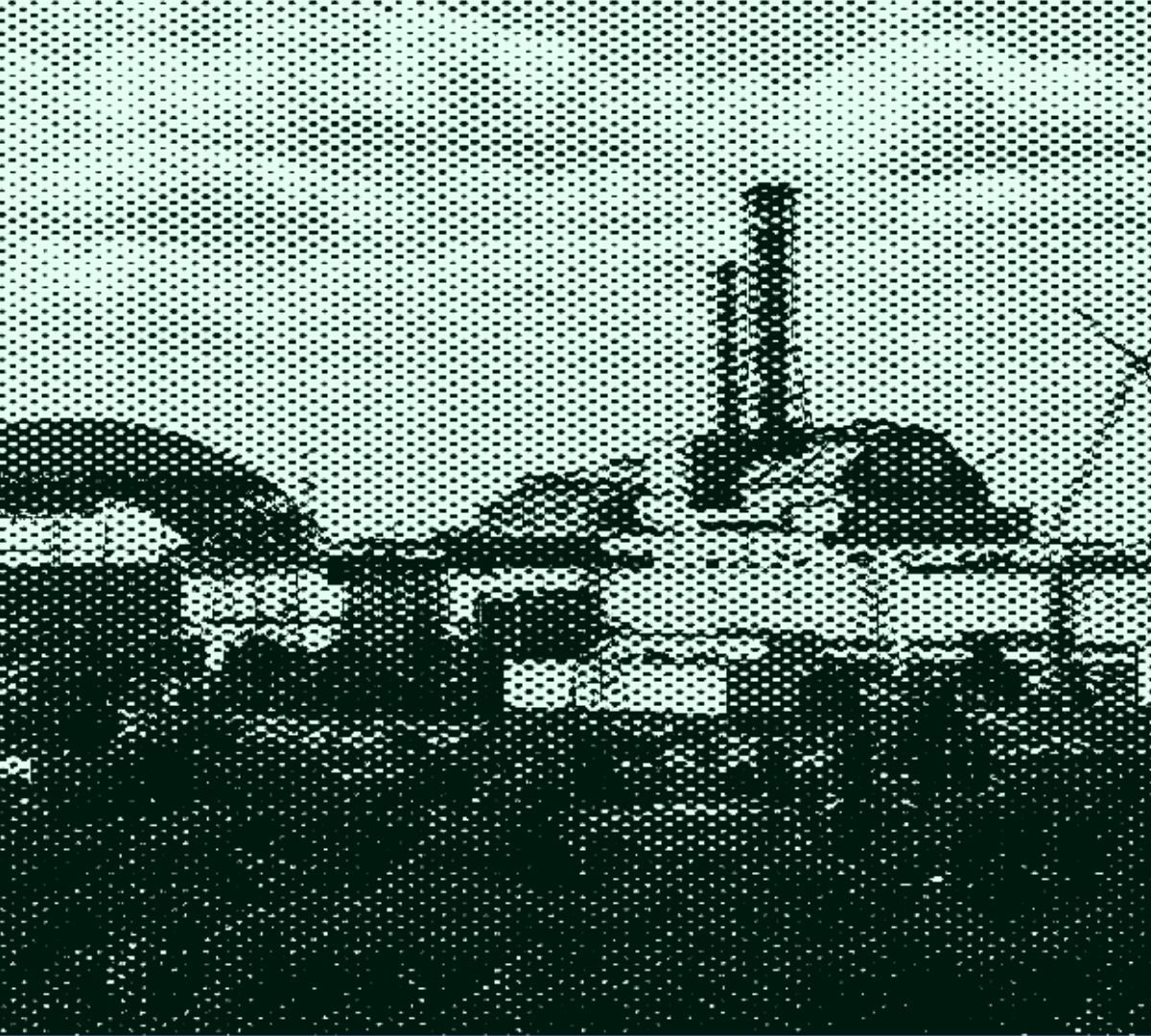 Centrale de Tchernobyl avec l'arche terminée en 2017. // Source : Montage Numerama