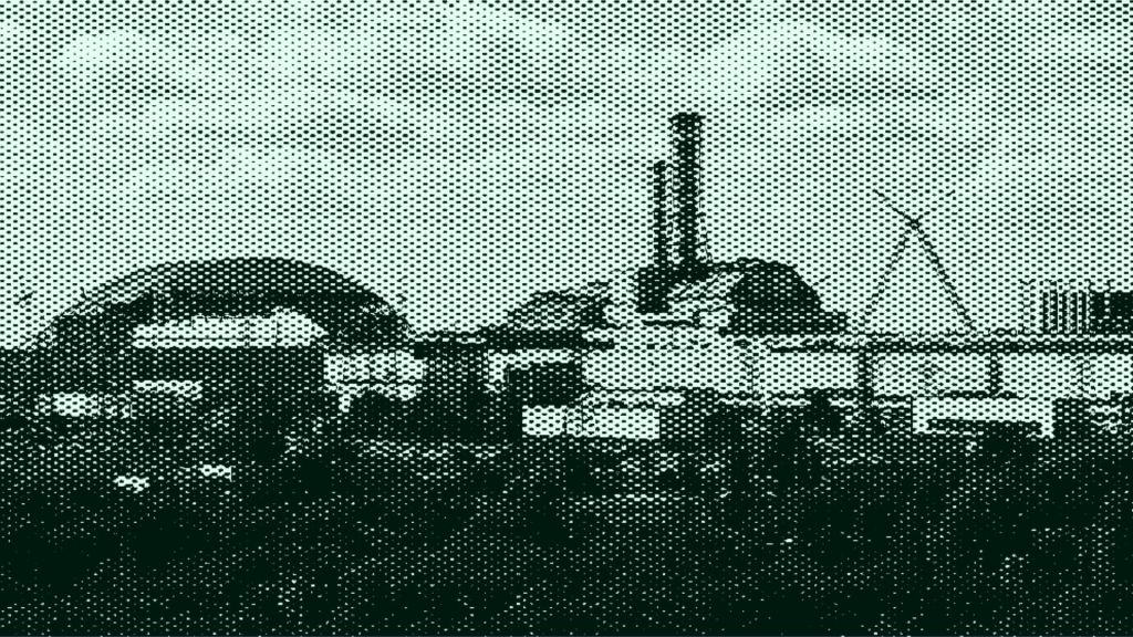 Centrale de Tchernobyl avec l'arche terminée en 2017. // Source : Montage Numerama