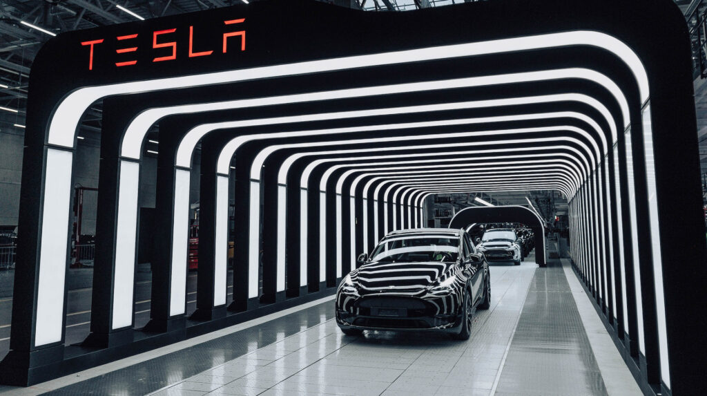 The Tesla Model Y in the Gigafactory 4 factory