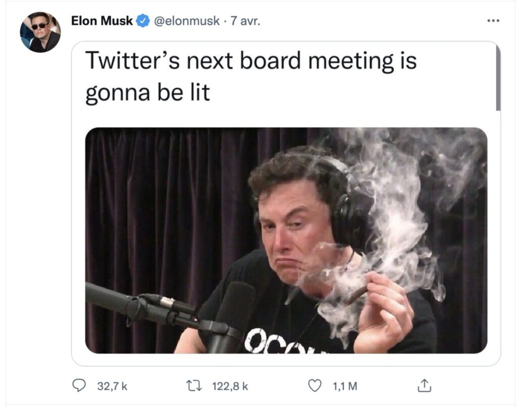Le tweet prémonitoire d'Elon Musk, publié le 7 avril. // Source : Twitter / Elon Musk