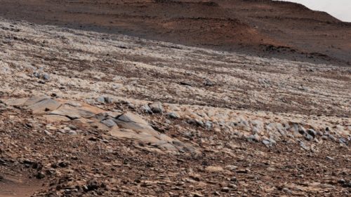 Rochers photographiés le 15 mars 2022 sur Mars. // Source : NASA/JPL-Caltech/MSSS (image recadrée)