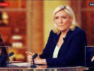 Marine Le Pen pendant le débat de l'entre deux tours, le 20 avril 2022 // Source : France Info / YouTube 