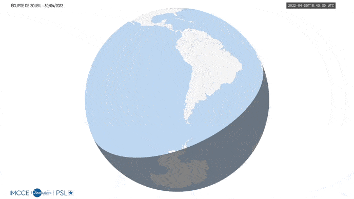 Déroulement de l'éclipse du 30 avril 2022. // Source : IMCCE