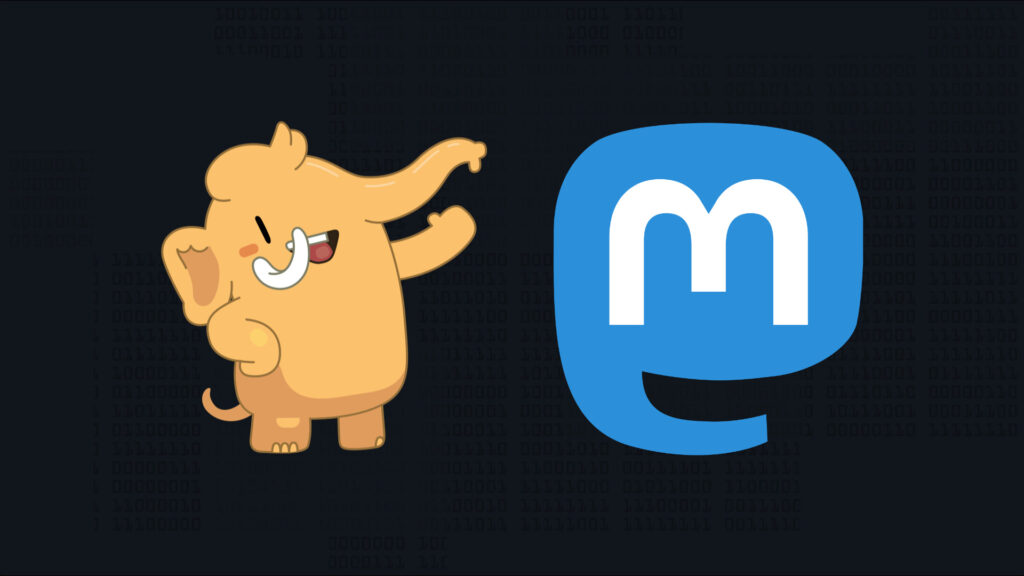 Mascotte et logo de Mastodon. // Source : Wikimedia/CC/Eugen Rotchko, Jin Nguyen ; montage Numerama