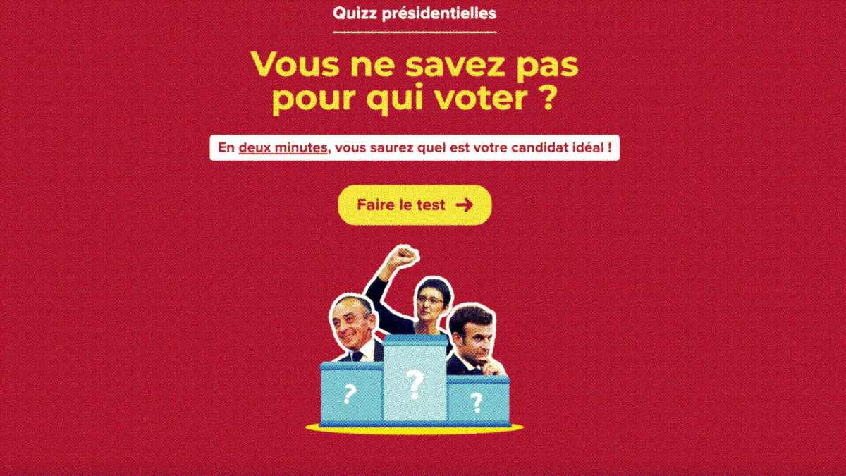 Le site « mon-candidat.fr » parait être neutre, mais il est en fait réalisé par les équipes d'Éric Zemmour // Source : Capture d'écran Numerama