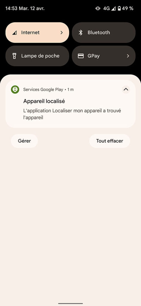 notification localiser smartphone Android