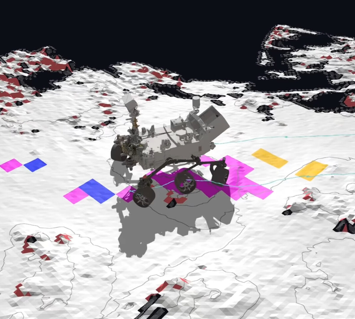 Carte de conduite de Perseverance sur Mars. // Source : Capture d'écran YouTube NASA Jet Propulsion Laboratory