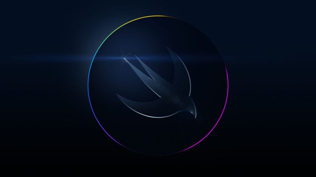 La photo officielle de la WWDC22 montre logo de Swift, le langage de programmation d'Apple. // Source : Apple