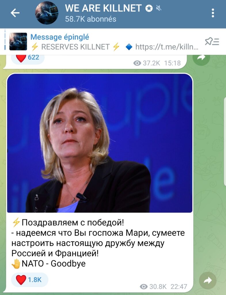 hacker russe soutient Marine Le Pen