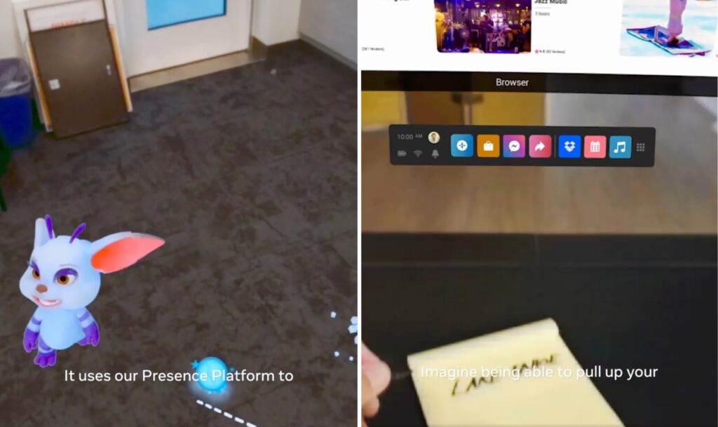 Two examples of using mixed reality.  Cameras copy the real world here.  // Source: Meta