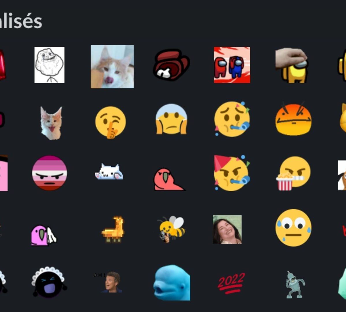 Emojis dans Slack. // Source : Capture d'écran Slack