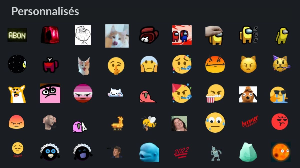 Emojis dans Slack. // Source : Capture d'écran Slack