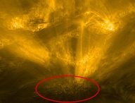 Le « hérisson solaire ». // Source : ESA & NASA/Solar Orbiter/EUI Team (photo recadrée et annotée)