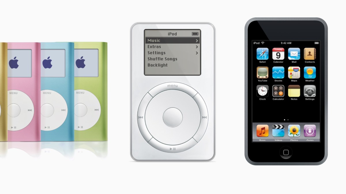 L'iPod mini, l'iPod et l'iPod touch, dans leurs premières versions. // Source : Apple