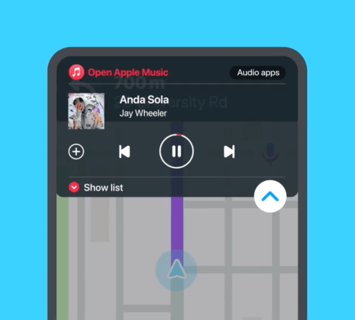 Apple Music dans Waze. // Source : Via @waze