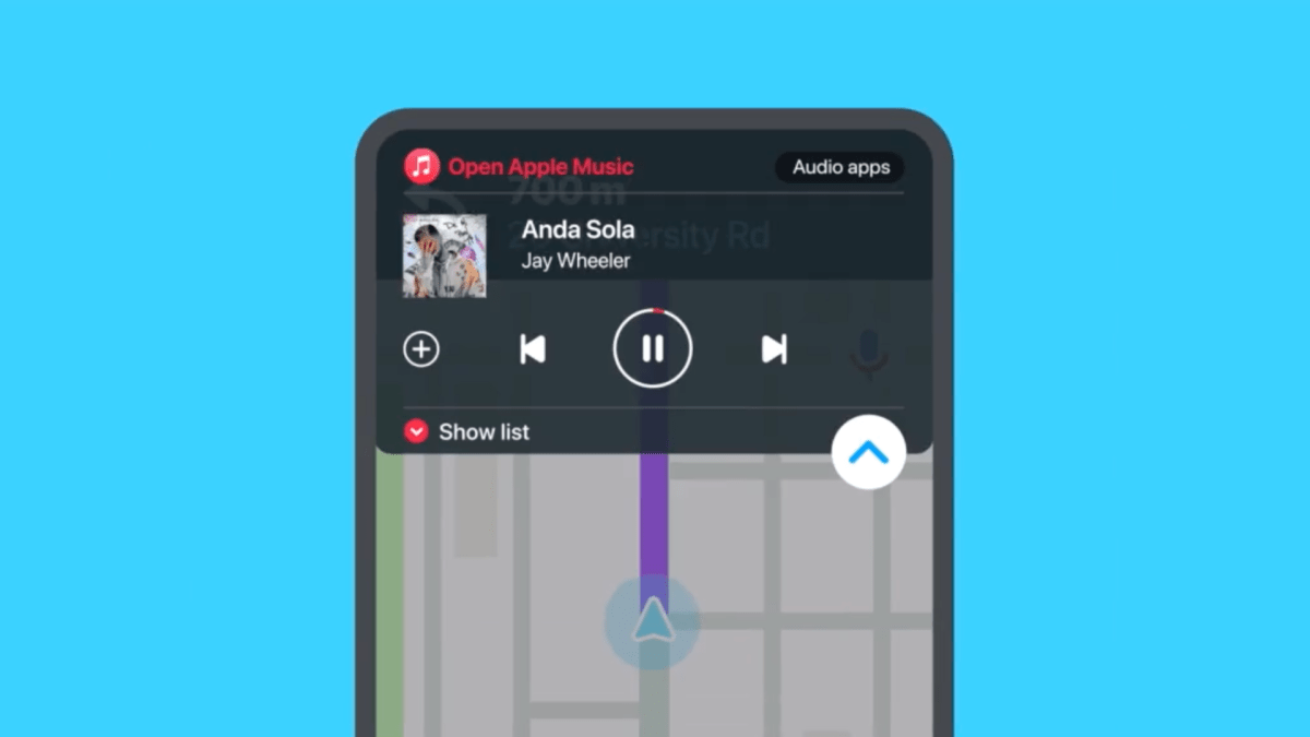 Apple Music dans Waze. // Source : Via @waze