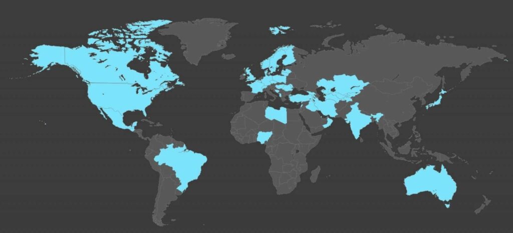 Les pays ciblés par la Russie depuis le début de l'Invasion. // Source : Microsoft