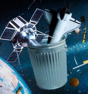 La « poubelle » des débris spatiaux. // Source : Montage Louise Audry pour Numerama