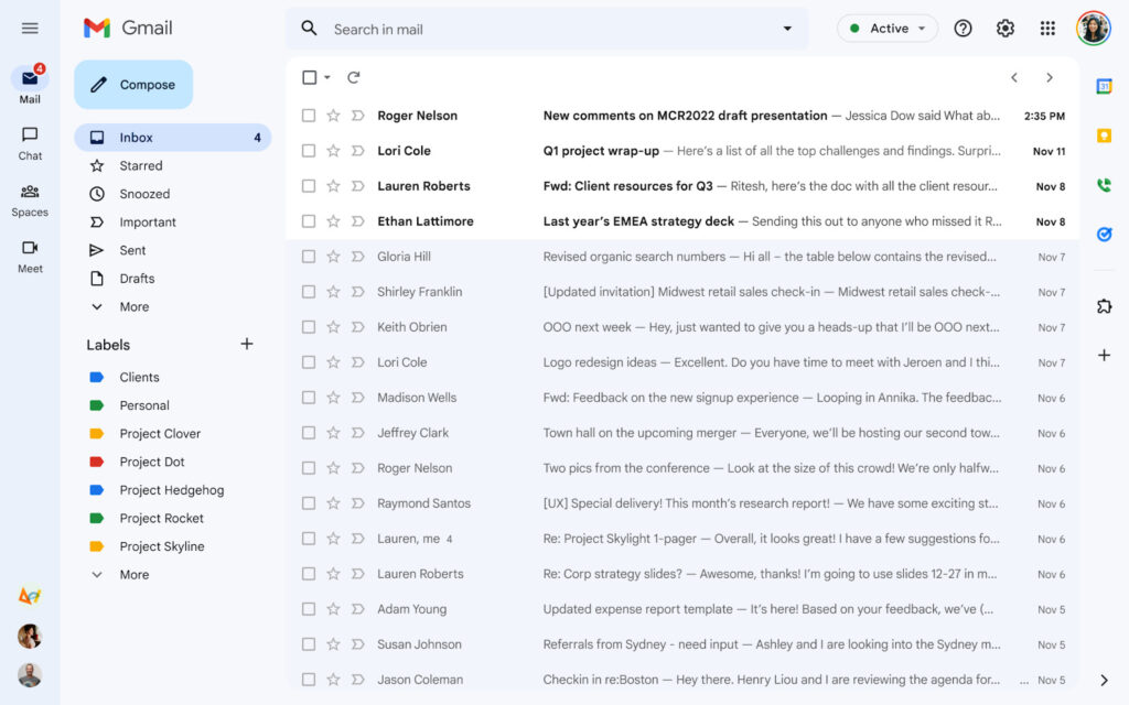 Gmail nouveau design