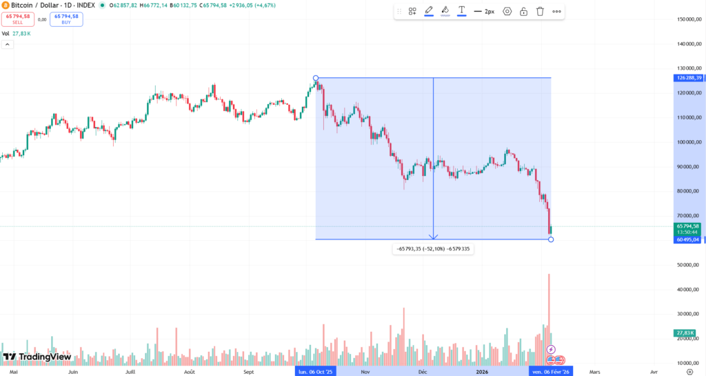 Bitcoin a perdu plus de 50% en l'espace de 5 mois