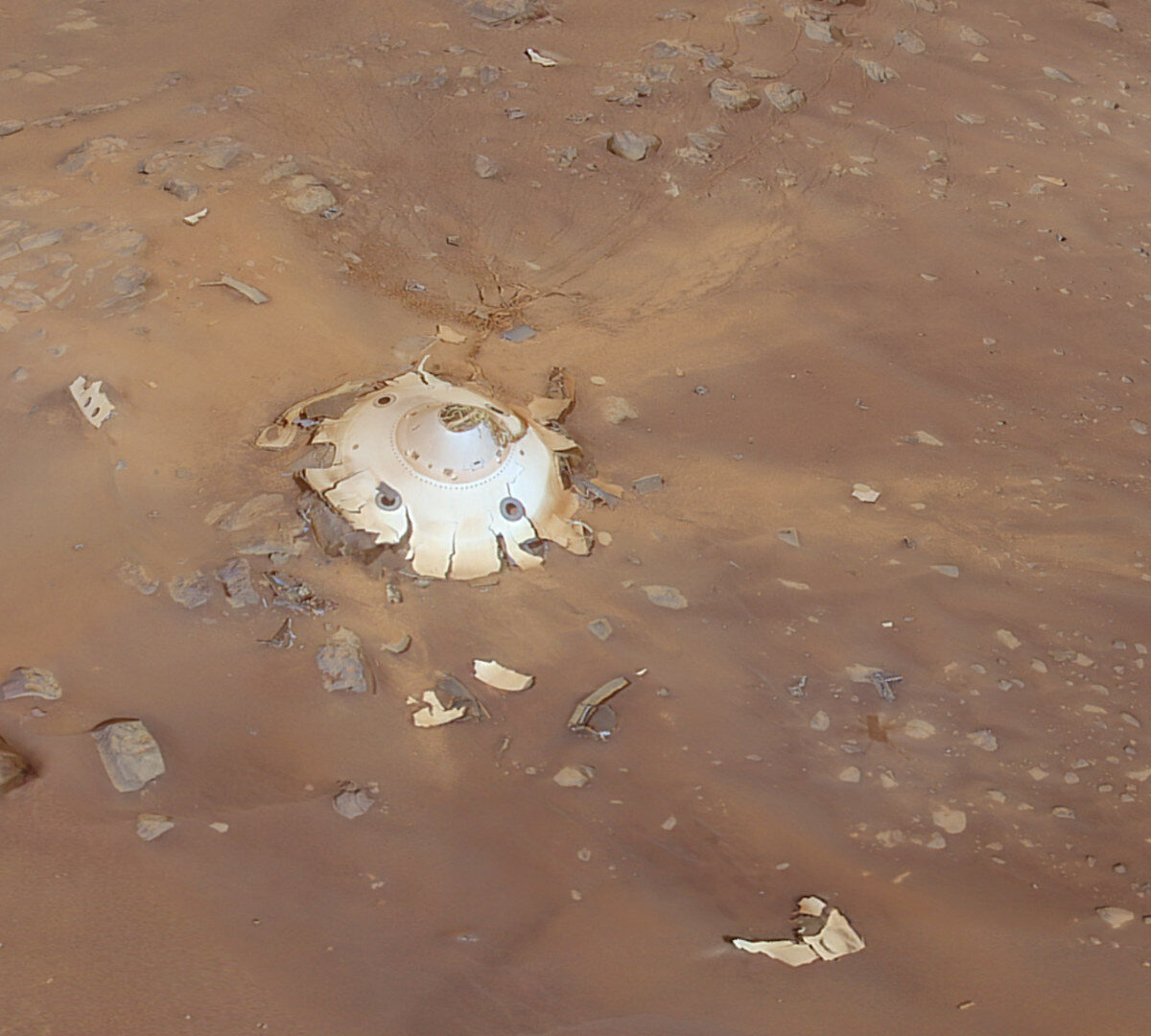 La sonde écrasée sur Mars. // Source : Capture d'écran Sketchfab, semeion