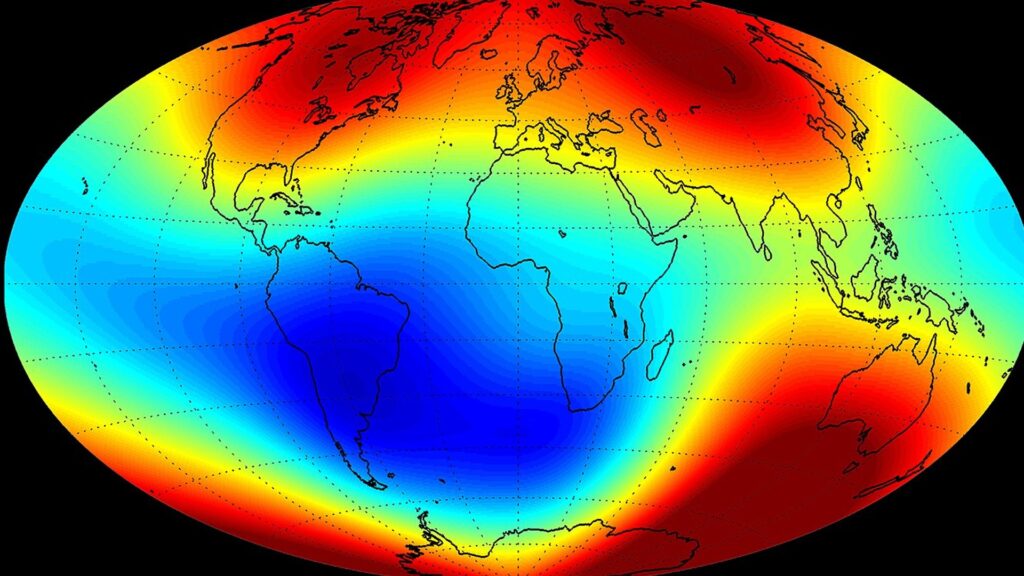 État des pôles magnétiques terrestres en 2014. // Source : ESA/DTU Space
