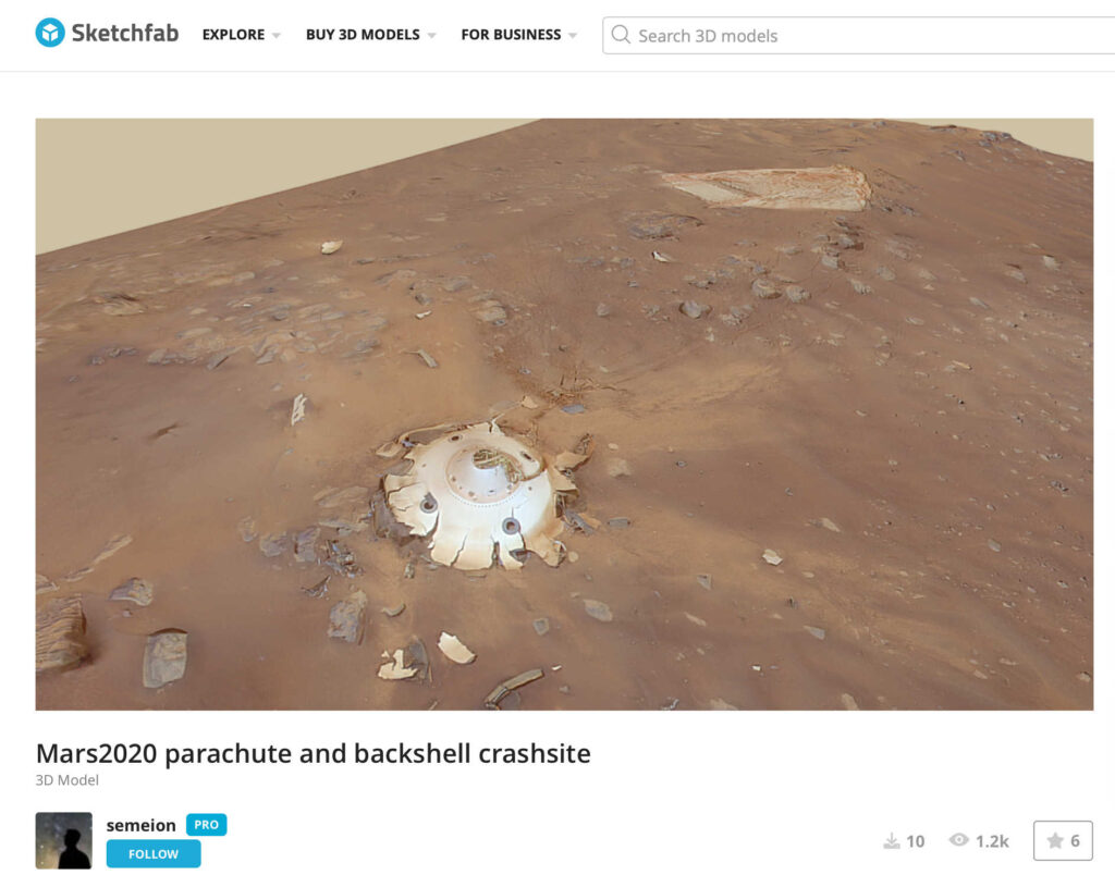 Survolez la scène comme si vous étiez sur Mars. // Source : Capture d'écran Sketchfab, semeion