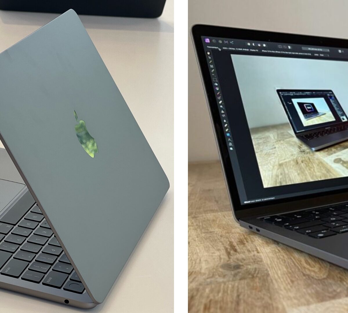 Le MacBook Air à gauche, le MacBook Pro à droite. // Source : Numerama