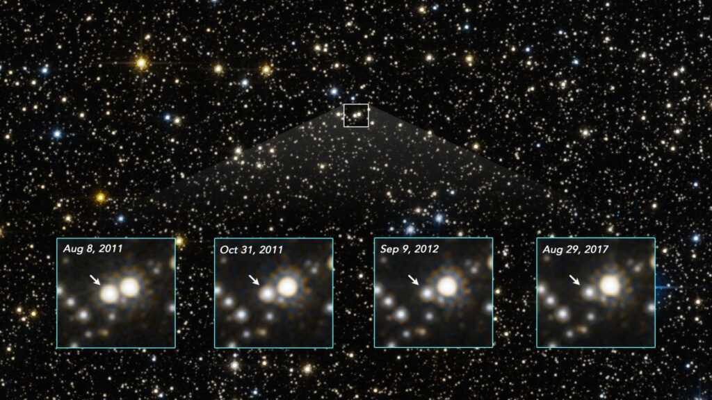 Microlentille gravitationnelle. // Source : SCIENCE: NASA, ESA, Kailash Sahu (STScI)  IMAGE PROCESSING: Joseph DePasquale (STScI) 