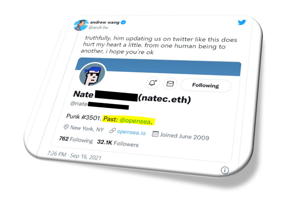 nathaniel opensea accuses of insider trading nft twt