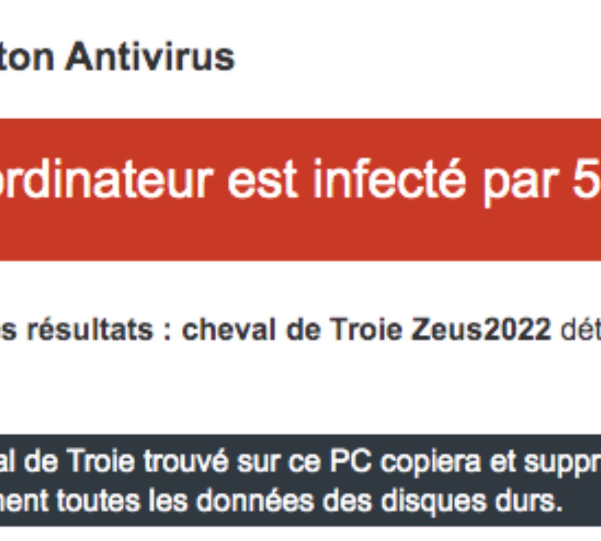 Fausse alerte spam // Source : Capture d'écran : Google Chrome