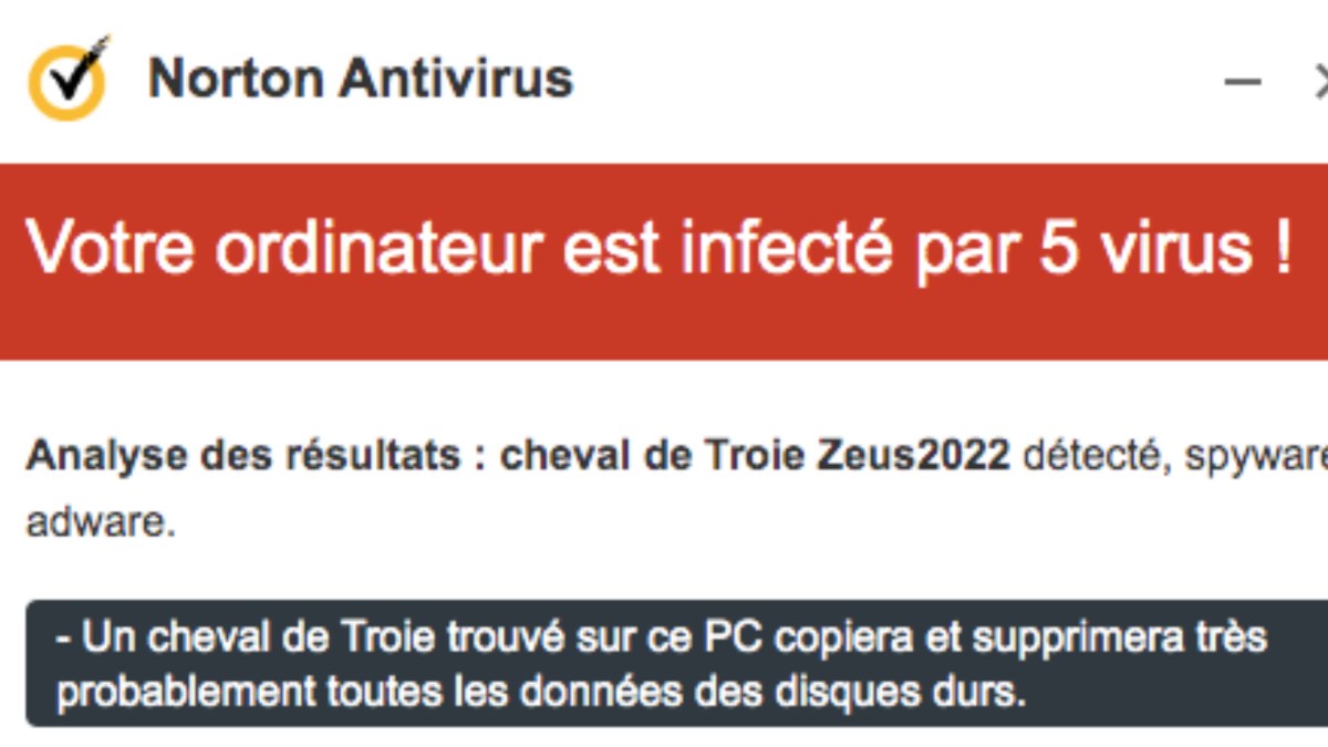 Fausse alerte spam // Source : Capture d'écran : Google Chrome