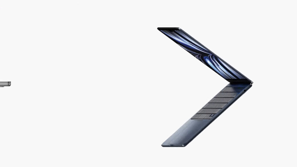 Le nouveau MacBook Air avec un processeur M2 // Source : Capture d'écran Numerama
