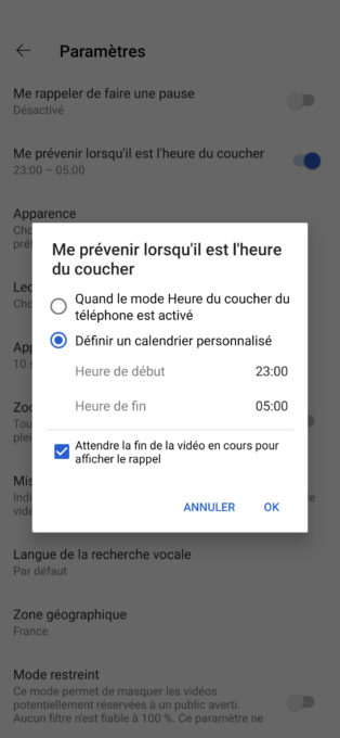 YouTube sommeil