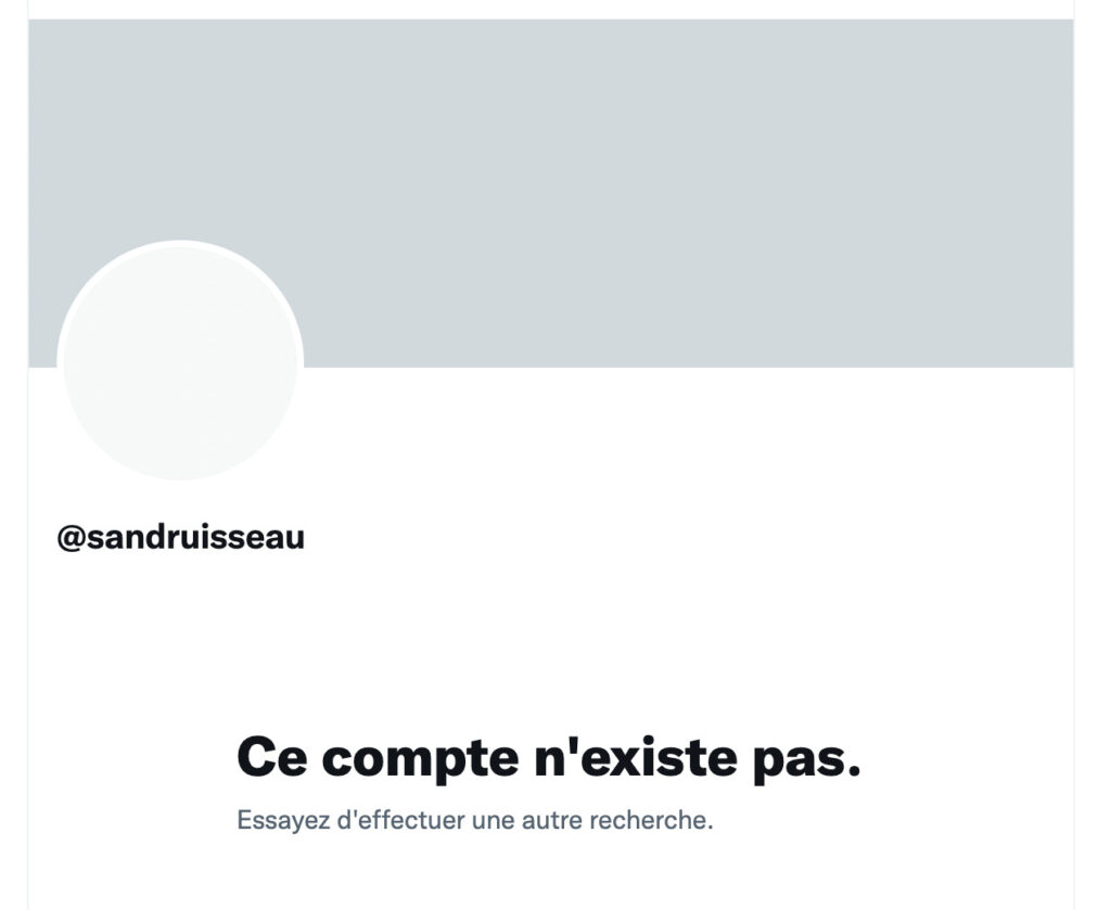 Le compte Sardine Ruisseau, désactivé