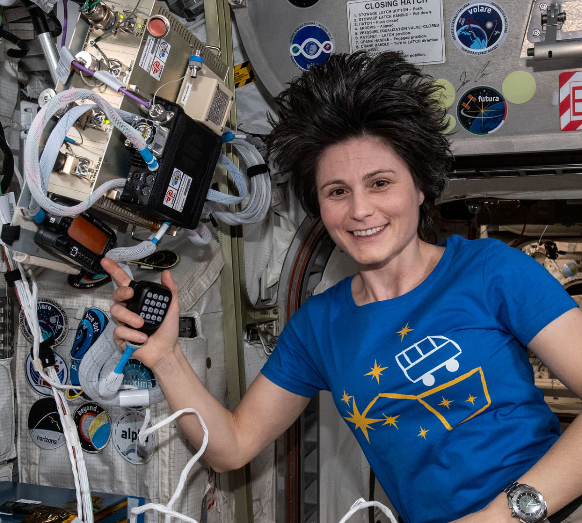 Samantha Cristoforetti dans l'ISS. // Source : Flickr/CC/Nasa Johnson (photo recadrée)